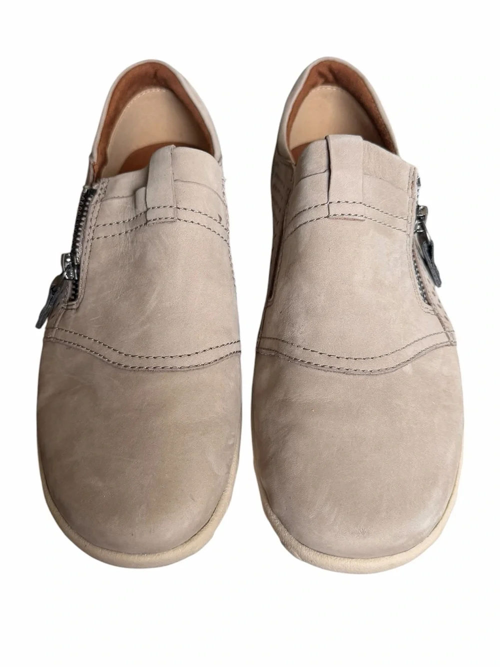 Rockport 7 Taupe & Metallic Cobb Hill Amalie Zipper Slip-On Sneakers